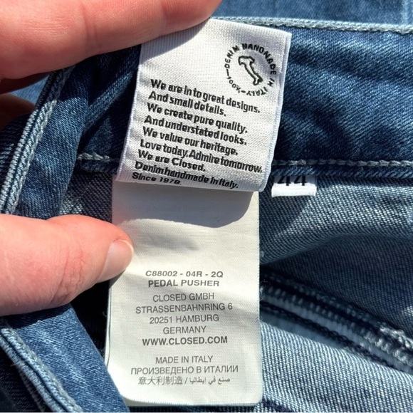 Closed Heritage Pedal Pusher Tapered Cropped Jeans Mid-Blue Size 44 High-Waist - Picture 16 of 16